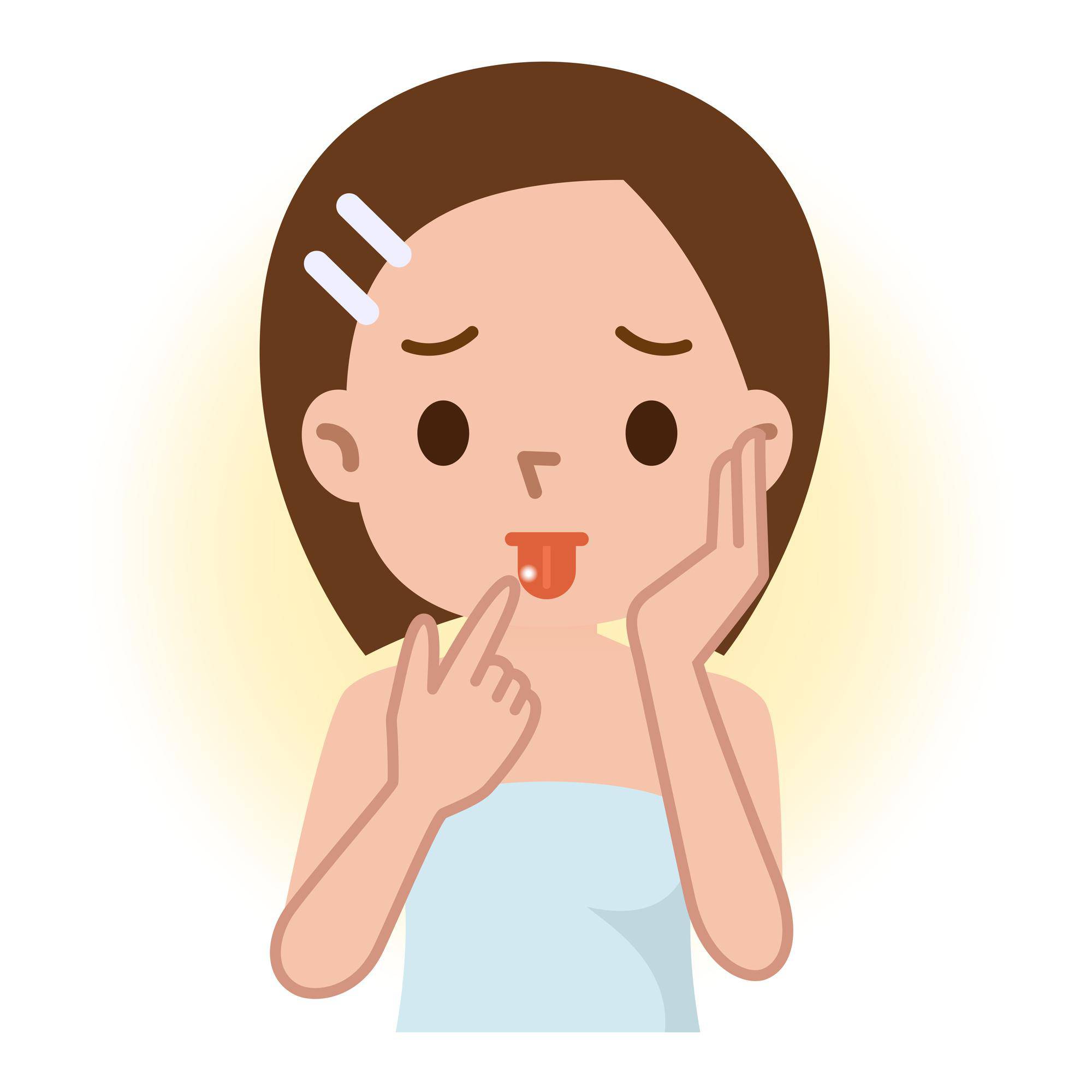 舌に口内炎ができた女性